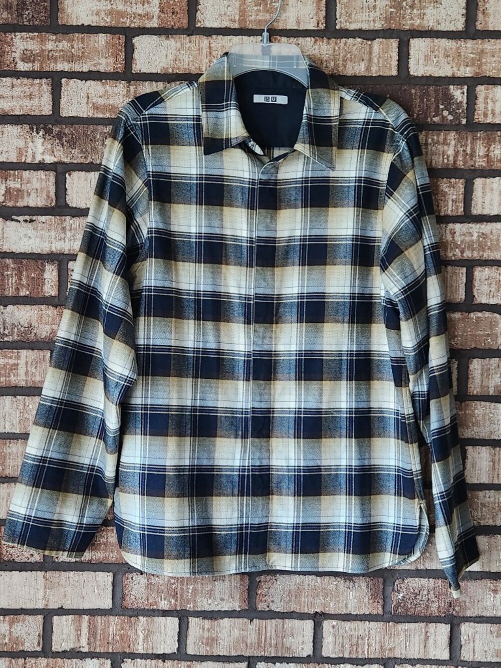 Uniqlo Plaid Flannel Shirt Snap Front Size M